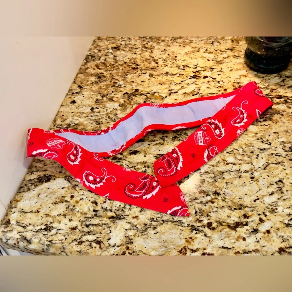 COOLING Red Bandana Dog Collar - Rustic Boho Bow Tie - Unisex Dogs Pet Wrap